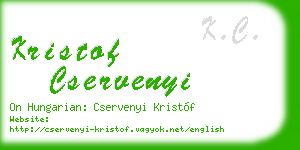 kristof cservenyi business card